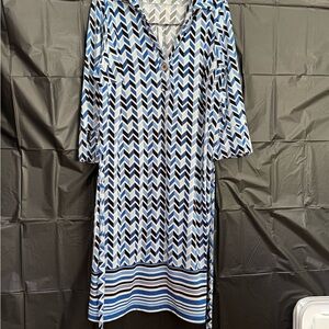 Mlle Gabrielle Blue and Black Chevron Dress
